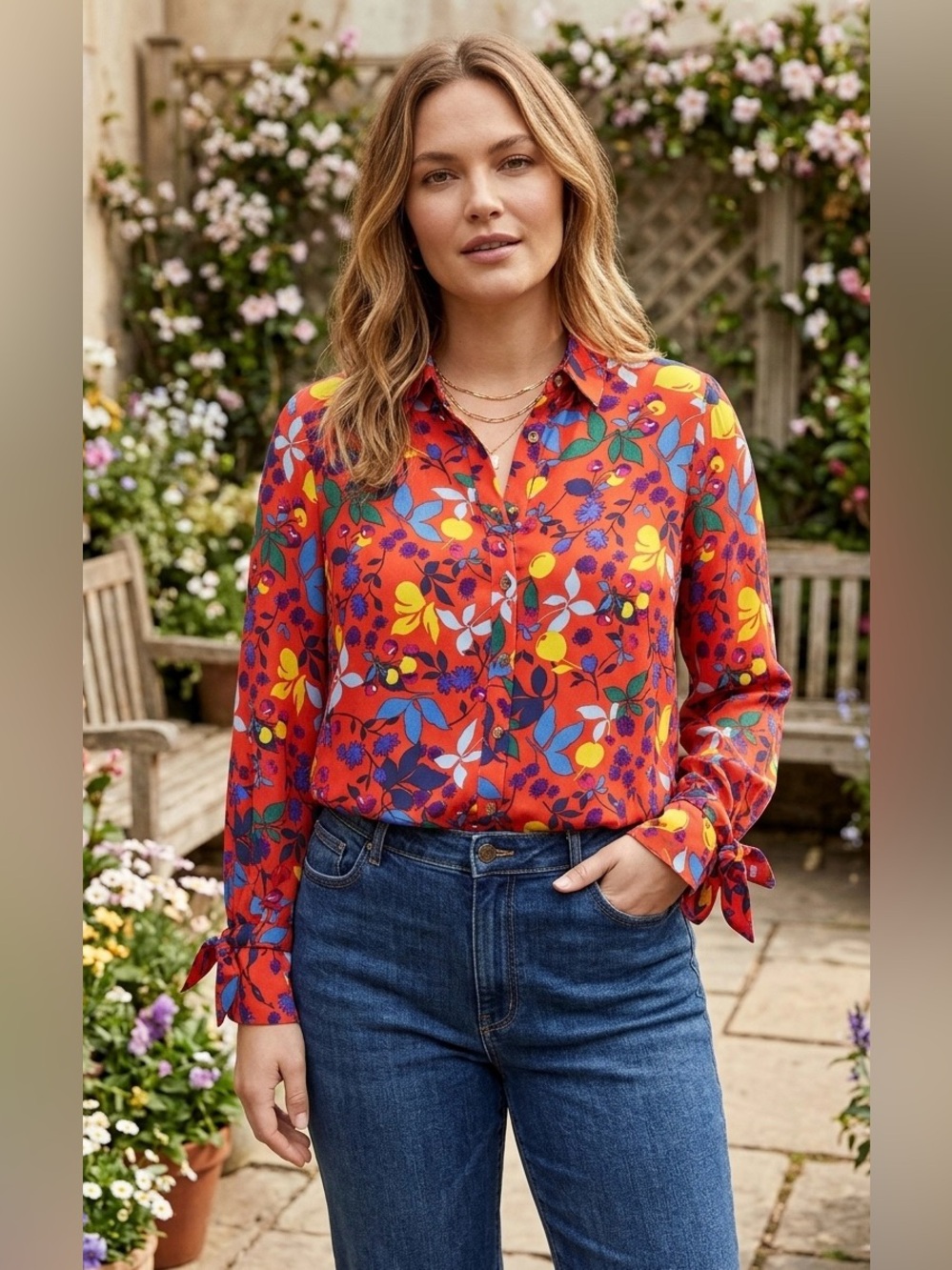Anthropologie Maeve Blithe Floral Botanical Button Down Shirt Colorful